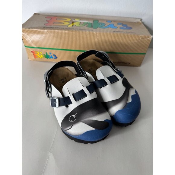 Birkenstock Birki's Child Kay Harbor Whale White Birko Flor Mules EU 26 C 8 - Picture 2 of 6